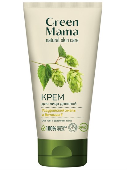 Крем для лица ™ "Green mama" дневной "Уссурийский хмель и витамин Е", 100 мл - фото 10390