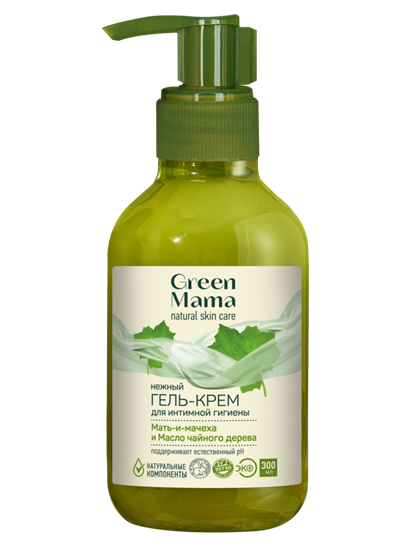 Крем-гель для интимной гигиены ™ "Green mama" "Мать-и-мачеха и масло чайного дерева", 300 мл VM-00012026 - фото 10397