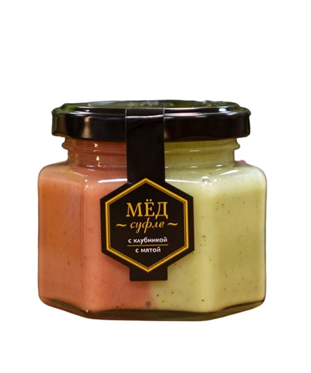 Мед-суфле ™  "Мусихин. Мир меда" с клубникой, с мятой 180 гр VM-00007645