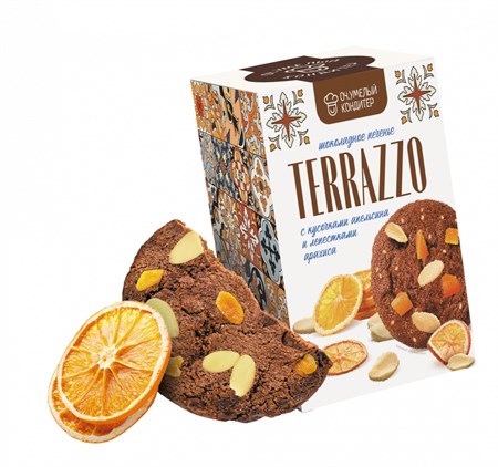 Печенье ™ "Оч.умелый кондитер" Terrazzo с кусочками апельсина и лепестками арахиса , 180 г VM-00013642