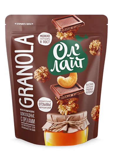 Мюсли ™ "Ол Лайт" хрустящие медовые шоколадные с орехами 280 г VM-00000765