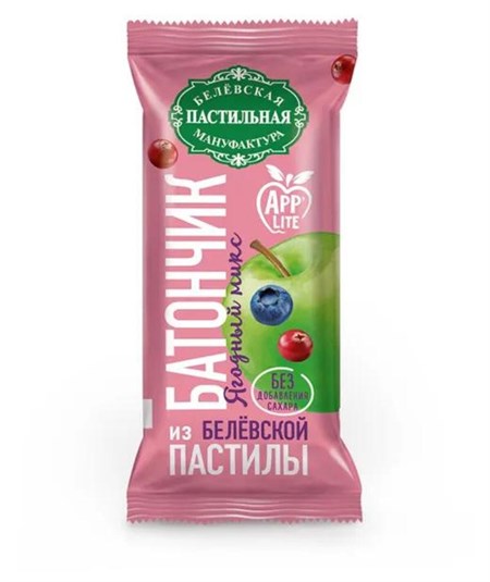 Батончик ™ "Белевская пастильная мануфактура" из яблочной пастилы "Ягодное ассорти" без сахара 35 гр VM-00010423