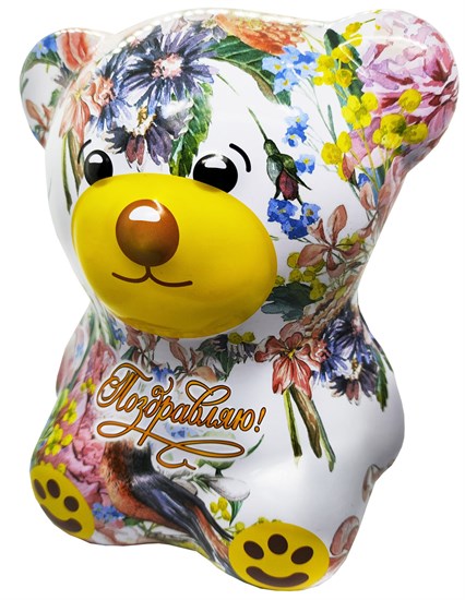 Чай чёрный индийский ™ "Черный дракон" Мишка "Поздравляю" ЦВЕТЫ, 50 гр VM-00013200