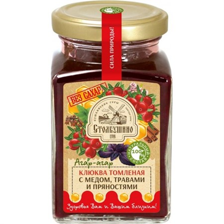 Томленая ягода  ™ Столбушино КЛЮКВА с медом, травами и пряностями БЕЗ САХАРА 250 гр. VM-00011830