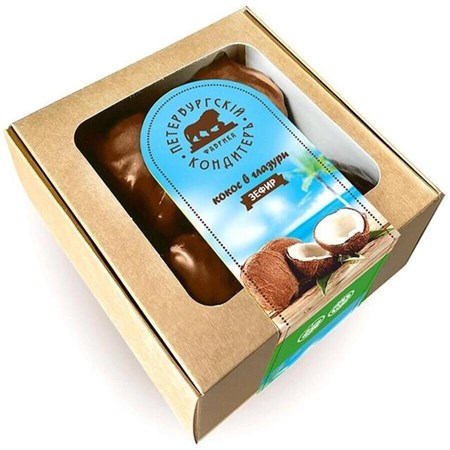 Зефир ™ "Петербургский кондитер" "Кокос" в глазури с кокосовой стружкой (крафт), 260 гр VM-00012619