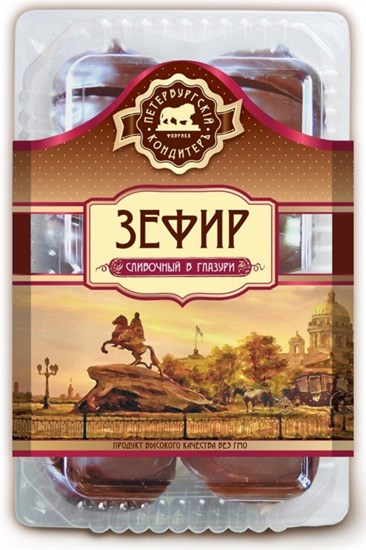 Зефир ™ "Петербургский кондитер" "Сливочный" глазированный (корекс), 450 гр VM-00012614