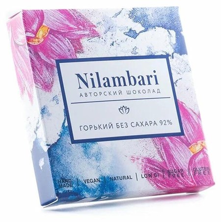 Шоколад ™ "Nilambari" горький без сахара 92%, 65 гр. VM-00007369