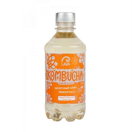 Напиток комбуча ™ LAVA SUPERFOOD KOMBUCHA Молочный улун, ЛЕМОНГРАСС, 330мл VM-00008455