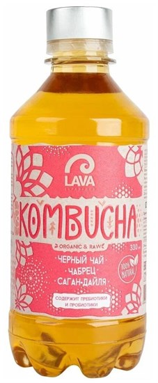 Напиток комбуча ™ LAVA SUPERFOOD KOMBUCHA ЧЕРНЫЙ чай, ЧАБРЕЦ, Саган-Дайля, 330мл VM-00008457