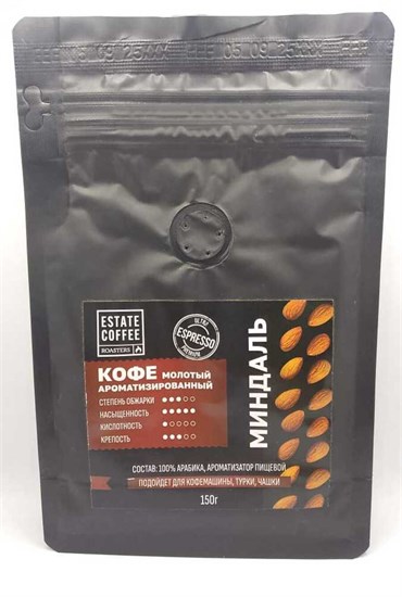 Кофе ™ "ESTATE COFFEE" МОЛОТЫЙ С АРОМАТОМ МИНДАЛЯ 150 гр. VM-00012654