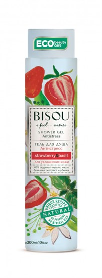 Гель для душа ™ "BISOU I Feel...nature" Антистресс для увлажнения кожи Клубника-Базилик, 300 мл VM-00008177