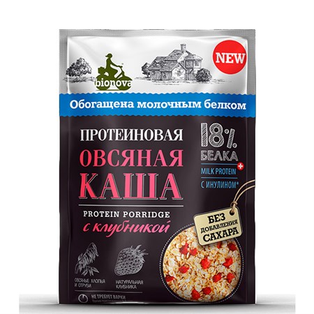 Каша ™ "Bionova" протеиновая овсяная с клубникой, 40 гр. VM-00004870