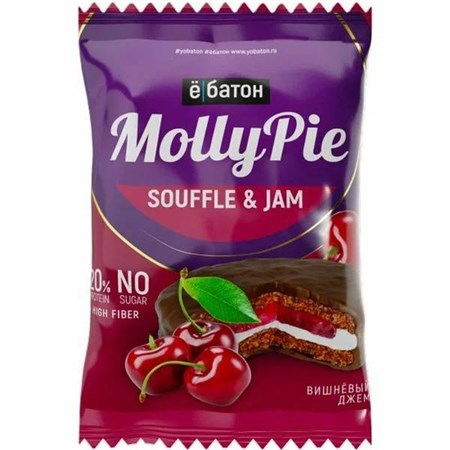 Печенье протеиновое ™ "Ё батон" Molly Pie вишневый джем, 50 г VM-00013631