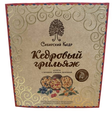 Конфеты ™ "Сибирский кедр" Кедровый грильяж Ассорти С Новым годом Звездное небо,120 гр VM-00013954