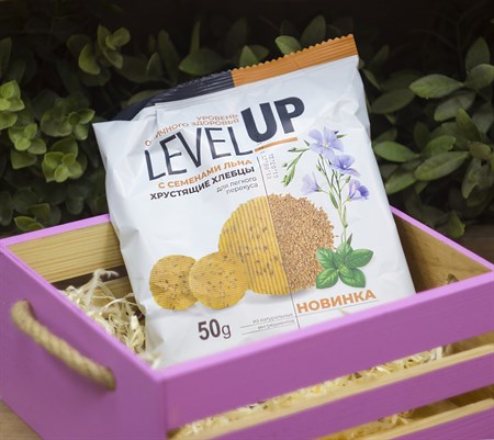 Хлебцы хрустящие ™ "LEVEL UP" с семенами льна, 50 г - фото 8968