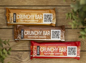 Батончики ™  Ё батон   GRUNCHY BAR  со вкусом КЛУБНИКИ в глазури 40 гр